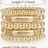 Gold Bangles Bracelet for Women Chunky Curved Stacking Plated Bead Ball Stretchable Bracelets - Image 2